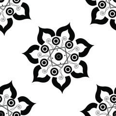 Beautiful Indian Traditional and Cultural Rangoli mandala design concept of floral art isolated on white background is in Seamless pattern
