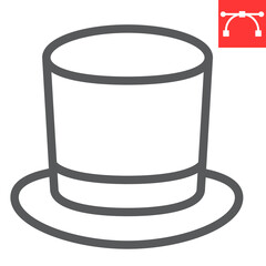 Cylinder hat line icon, clothing and classic, gentelman hat sign vector graphics, editable stroke linear icon, eps 10.