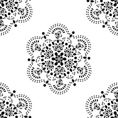 Beautiful Indian Traditional and Cultural Rangoli mandala design concept of floral art isolated on white background is in Seamless pattern