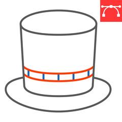 Cylinder hat color line icon, clothing and classic, gentelman hat sign vector graphics, editable stroke linear icon, eps 10.