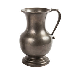 Vintage carved iron jug on a white background