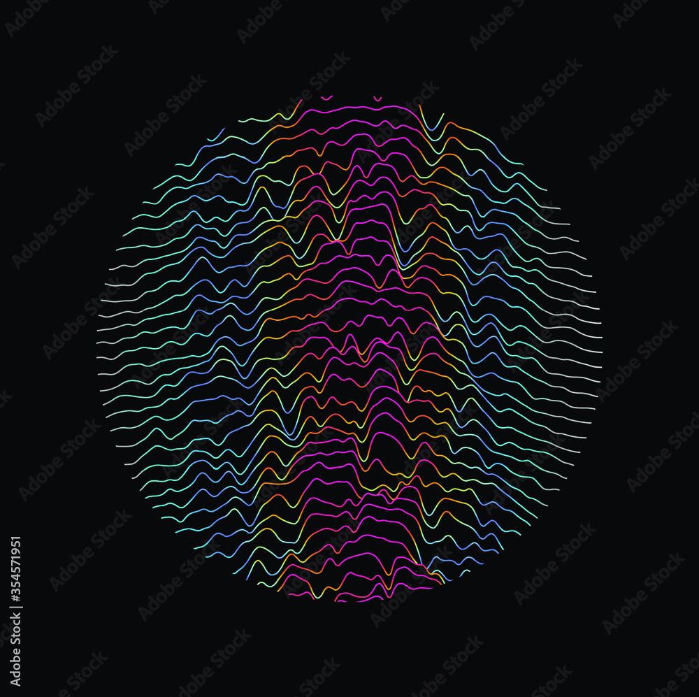 Aufkleber circle with wavy texture, minimal logo or abstract illustration. parametric generative glitch art an