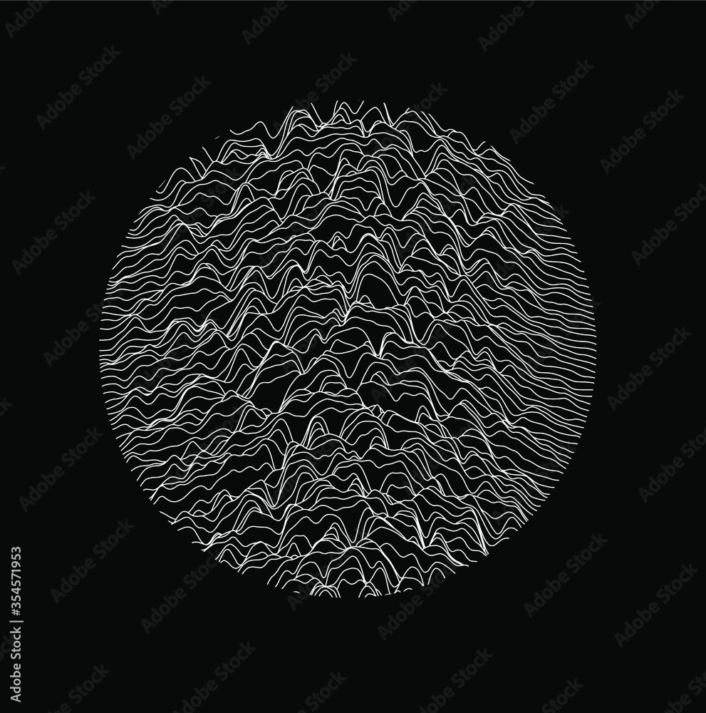 Aufkleber Circle with wavy texture, minimal logo or abstract illustration. Parametric Generative glitch art and data visualization.