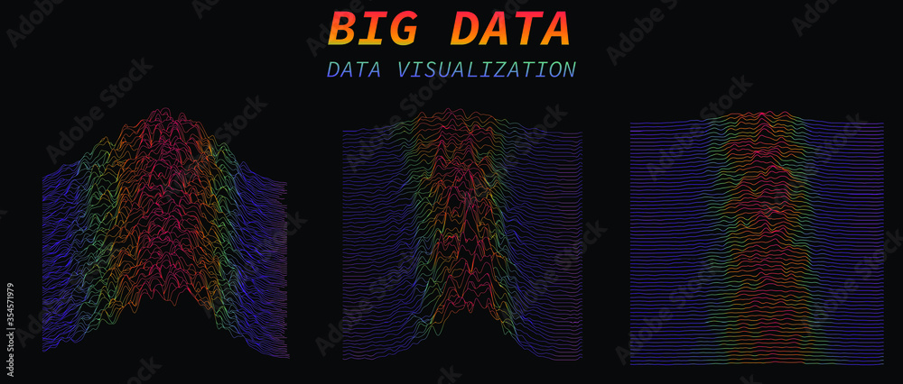 Aufkleber Big data visualization. Generative parametric art, set of graphs and charts. Mathematical and statistical plots.