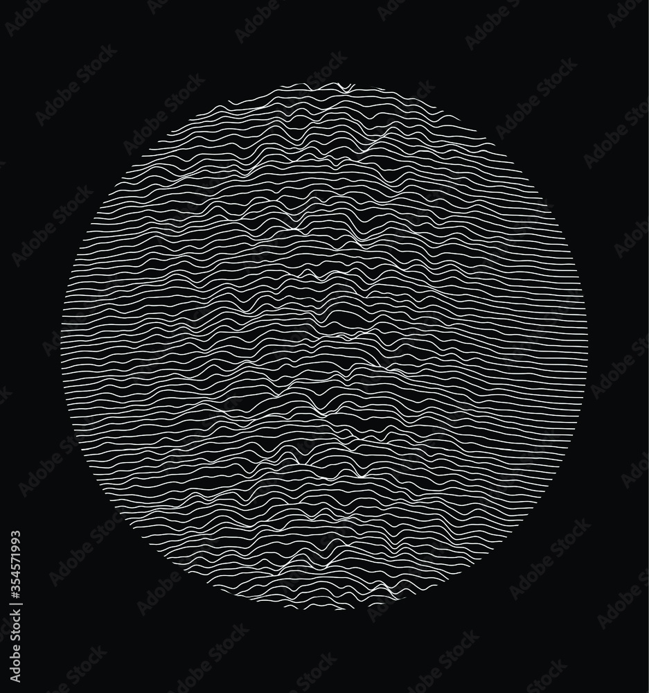 Aufkleber Circle with wavy texture, minimal logo or abstract illustration. Parametric Generative glitch art and data visualization.