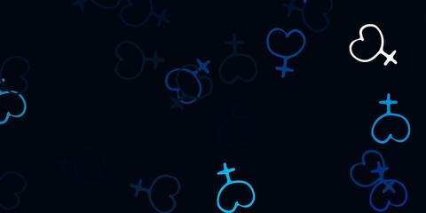 Light BLUE vector backdrop with woman's power symbols.