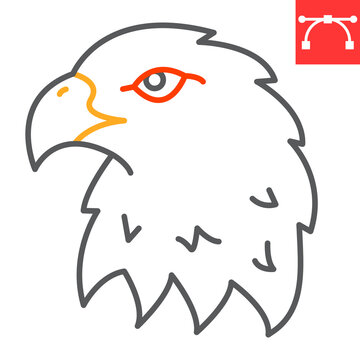 Eagle color line icon, animal and hawk, wild bird sign vector graphics, editable stroke linear icon, eps 10.