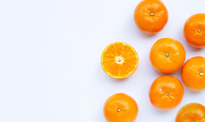 Orange fruit on white background.