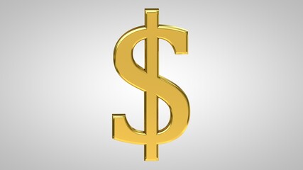 golden dollar symbol 3d render