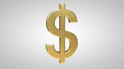 golden dollar symbol 3d render