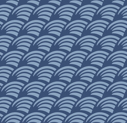 Japanese Curve Line Wave Vector Seamless Pattern