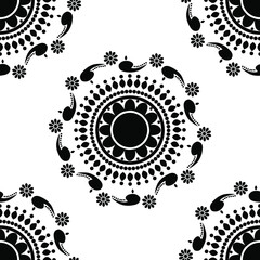 Seamless mandala design concept of flower petals and leaves