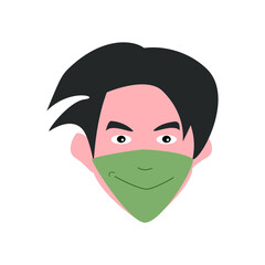 Emotions mask epidemic man on white background.  Smile icon. Children face. 