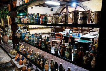 traditional greek bottles of wine