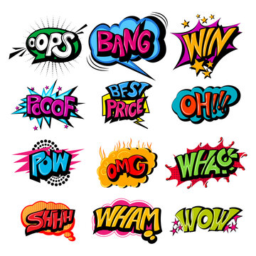 vector illustration of retro pop art comic style chat or speech bubble sound effect and expression