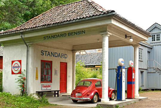 Norwegian Museum of Cultural History. Standard Oil gas station of 1928 relocated from Holmestrand. Oslo, Norway