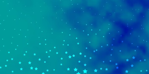 Dark BLUE vector background with small and big stars. Blur decorative design in simple style with stars. Pattern for wrapping gifts.