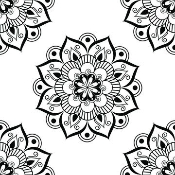 Indian traditional and Cultural Mandala design isolated on white background is in Seamless pattern