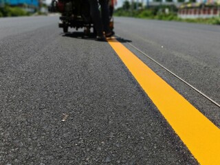 Yellow traffic line in Thailand