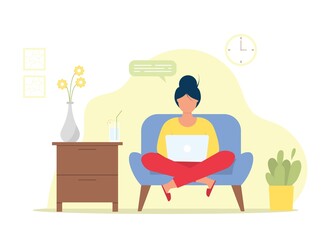 Freelance character working at home