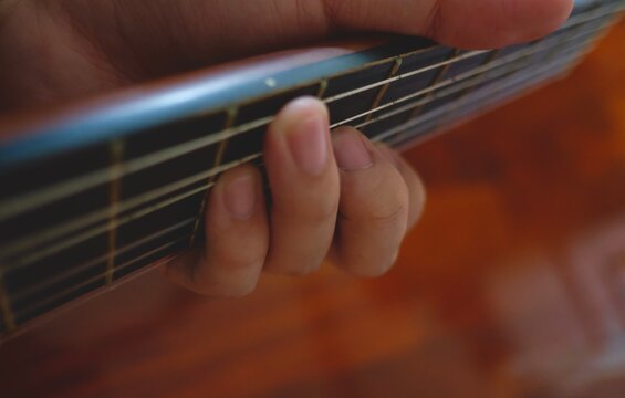 playing the guitar