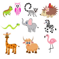Cute animals set illustration, vector collection: farm animals,sea animals wild animals,