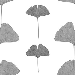 Seamless abstract background with ginkgo leaves.