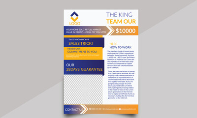 business flyer with blue and yellow color