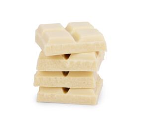 White chocolate pieces isolated on white background