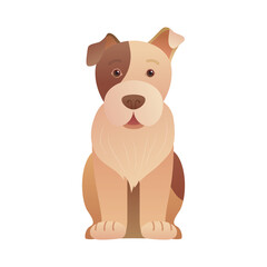 Fototapeta premium Funny sitting dog icon in cartoon style. Cute dog pictogram for pet shop, veterinary clinic and daycare service. Terrier mascot for store advertising and products for dogs isolated vector illustration