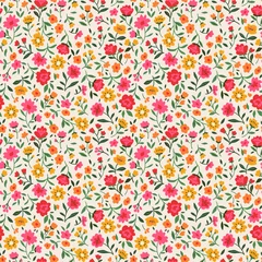 Printed kitchen splashbacks Small flowers Cute floral pattern in the small flower. Ditsy print. Seamless vector texture. Elegant template for fashion prints. Printing with small orange flowers. White background.