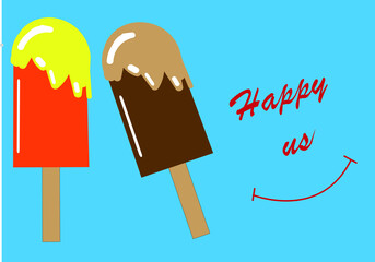 Vector image of ice cream decorated with chocolate and vanilla. Food and illustration.