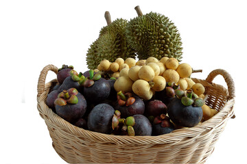 Mangosteen, Durian and Wollongong in basket