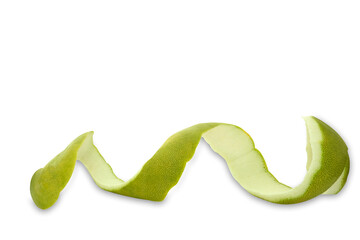 Twist of pomelo peel on a white background