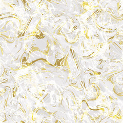 Realistic marble gold and white texture seamless background. Abstract golden glitter marbling seamless pattern for fabric, tile, interior design or gift wrapping . Vector illustration.