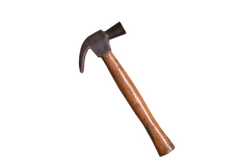 Old Hammer wood for mechanic work isolated.