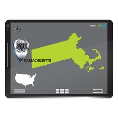 Tablet pc with massachusetts map