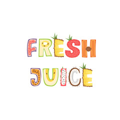 Fresh juice - lettering label design. Vector illustration.