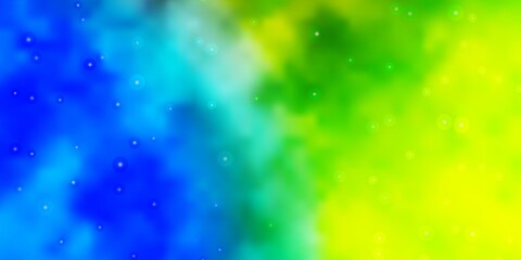 Fototapeta premium Light Blue, Green vector pattern with abstract stars. Shining colorful illustration with small and big stars. Theme for cell phones.