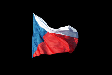 Czech Republic flag waving in the wind. Isolated on background.