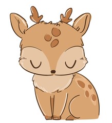 Deer. Sketch fawn. Design print for children's fashion. Hand drawn cute lovely deer. Vector