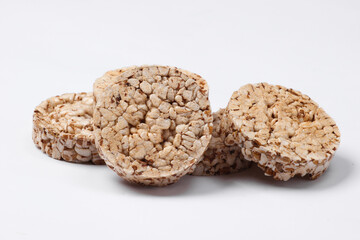 Diet Whole grain crispbreads on white background