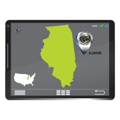 Tablet pc with illinois map