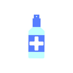 Antiseptic in a bottle with a spray. Vector illustration, flat cartoon design.