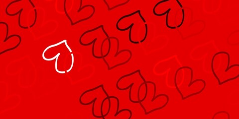 Light Red vector background with hearts.