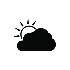 Cloud and sun icon isolated on white background
