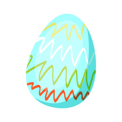 Blue Easter egg. Paint, color, zig zag line, pattern. Easter concept. illustration can be used for topics like celebration, traditional food, spring vacation