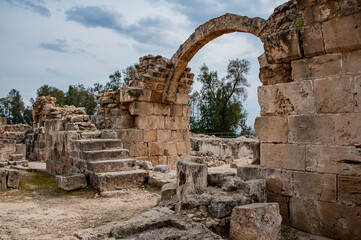 Fototapeta premium The 7th-century Byzantine fortress in Paphos was improved by the crusaders in 1200 and destroyed by a powerful earthquake 22 years later. 