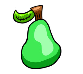 Cartoon Stylized Green Pear