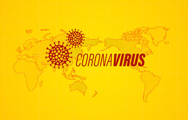 World map Novel Coronavirus pandemic SARS-Cov-2 icon. Image contour MERS-Cov-19 Coronavirus disease 2019 (COVID-19) quarantine 2019-nCoV  illustration sign
